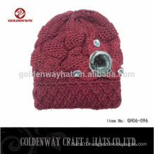 Beautiful Diamond Decorative Red Color Warm Hats